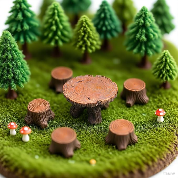 10Pcs Miniature Table and Chairs Set Mini Resin Furniture Ornaments Kit Mini Fairy Accessories for Fairy Garden DIY Garden Plant Pot