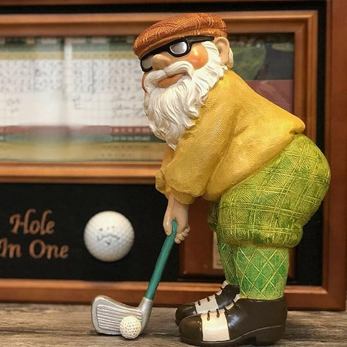 The Great Garden Golfing Gnome Statue - Indoor or Outdoor Garden Gnome Sculpture Lawn Figurines for Home, Patio or Yard