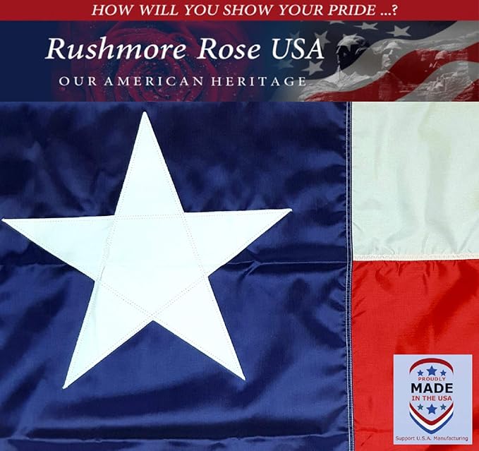 Texas Flag 3x5 Heavy Duty Outdoor -Proudly Made in USA, Embroidered American State Flag, Durable & Weatherproof for Patriotic Display