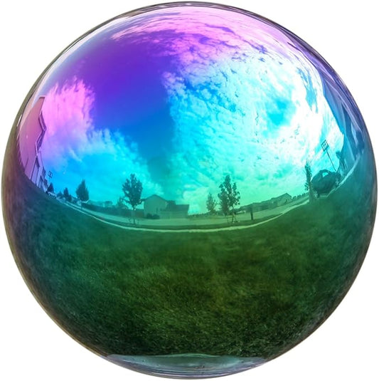 Lily's Home Gazing Globe Mirror Ball in Rainbow Stainless Steel - 12 Inch