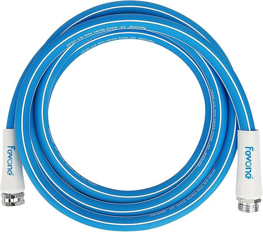 Fevone Garden Hose 12 ft., Lightweight Hybrid Water Hose, Flexible and Durable, Leak-Free Connections