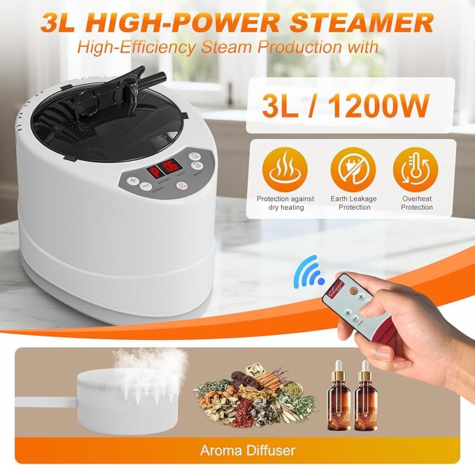 NAIZEA Sauna Box, Portable Steam Sauna, Portable Saunas for Home with 3L 1200W Steamer, Remote Control, Folding Chair, Full Body Saunas Tent for Relaxation,2.9'x2.9'x5.9'