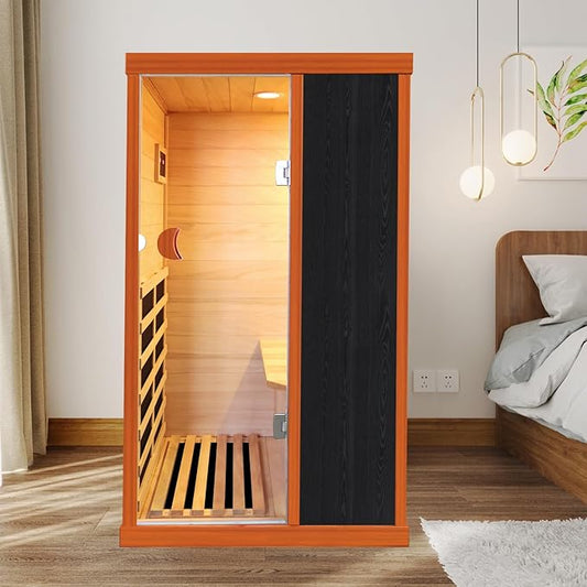 Sauna Far Infrared Sauna at Home 800W Indoor Sauna Room for 1 Person, Dry Sauna with Low EMF