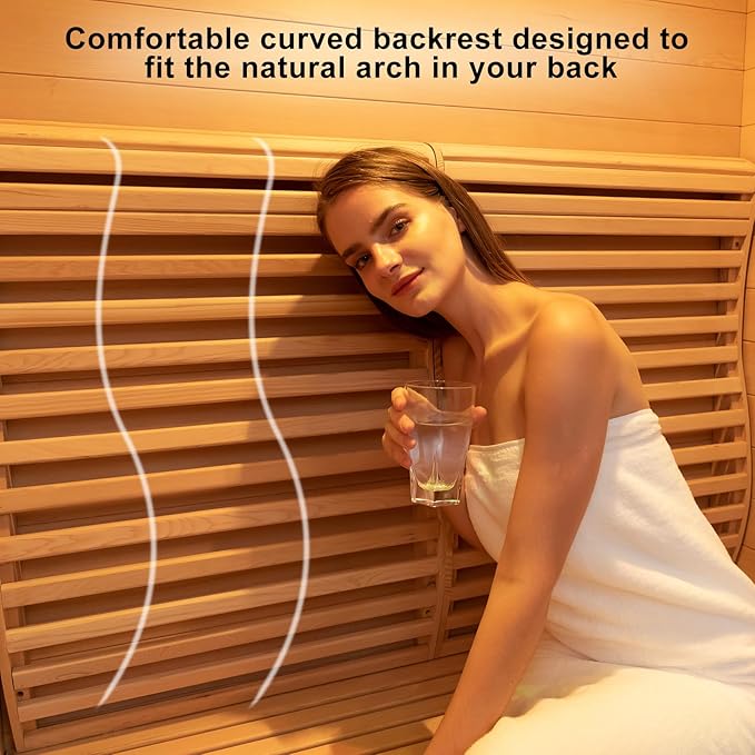 3 Person Wooden Steam Sauna Room, Red Cedar Luxurious Indoor Sona House with 6 KW Harvia Heater, Wi-Fi Controller, Bluetooth Speaker, Wooden Bucket, Scoop, Reading Light, 220V
