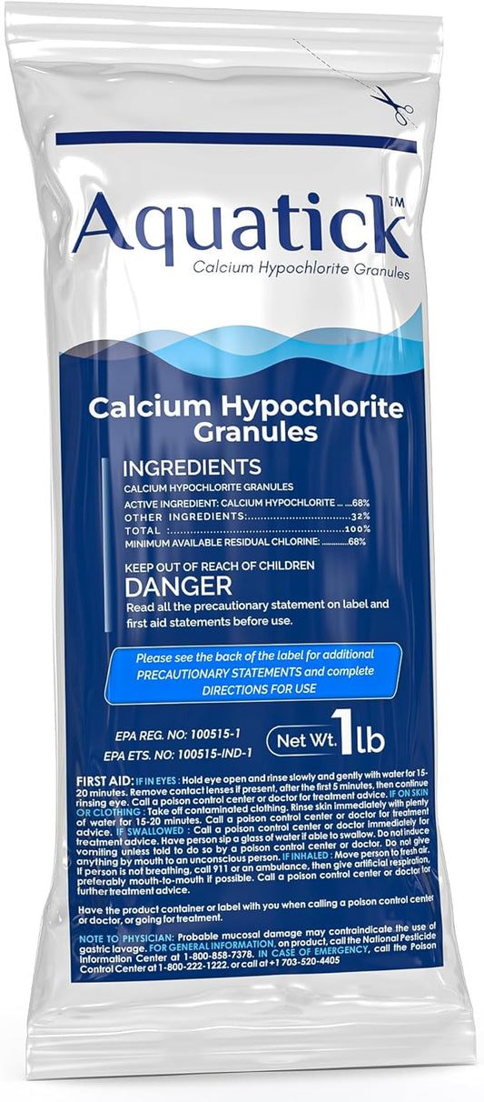 Pro-Grade Chlorine Pool Shock, 68% Cal-Hypo Granular Sanitizer, Prevents Bacteria & Algae, Restores Crystal Clear Water - Shock Treatment, Swimming Pool Chemical - 1lb