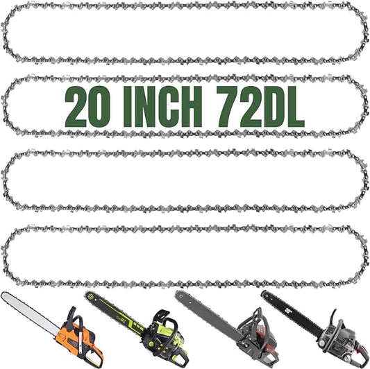 4-Pack 20 Inch Chainsaw Chain,3/8" LP Pitch .050" Gauge 72 Drive Links Compatible with Stihl MS311 MS391, Husqvarna 455(Rancher), Jonsered CS2166, Craftsman, Echo, Poulan, Ryobi, Ego and More