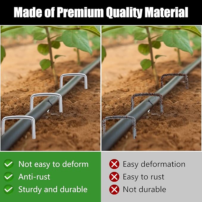 FEED GARDEN 6 Inch 50 Pack Hot-dip Galvanized Landscape Staples Plant Cover Stakes 11 Gauge Tent Stakes Garden Stakes Landscaping Fabric SOD Pins Yard Stakes for Decoration Weed Barrier Fabric
