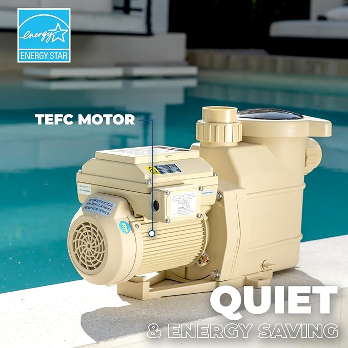 XtremepowerUS 3.0HP High-Flo Pool Pump Variable Speed In-Ground Pool, 1.5” & 2” Adapters Fitting Energy Star Certified -230V