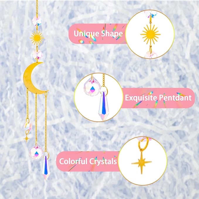 6 Pieces Colorful Suncatcher Crystal Balls with Prism Rainbow Maker, Sun Catcher Ornament with Chain for Window Home Garden Decor, Christmas Wedding Party Decoration.