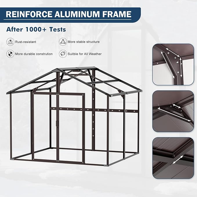 8x8 FT Resin Storage Sheds with Floor and Openable Windows, Large Waterproof Outdoor Plastic Garden Sheds with Base for Backyard Patio Lawn Big Tools Storage, Gray