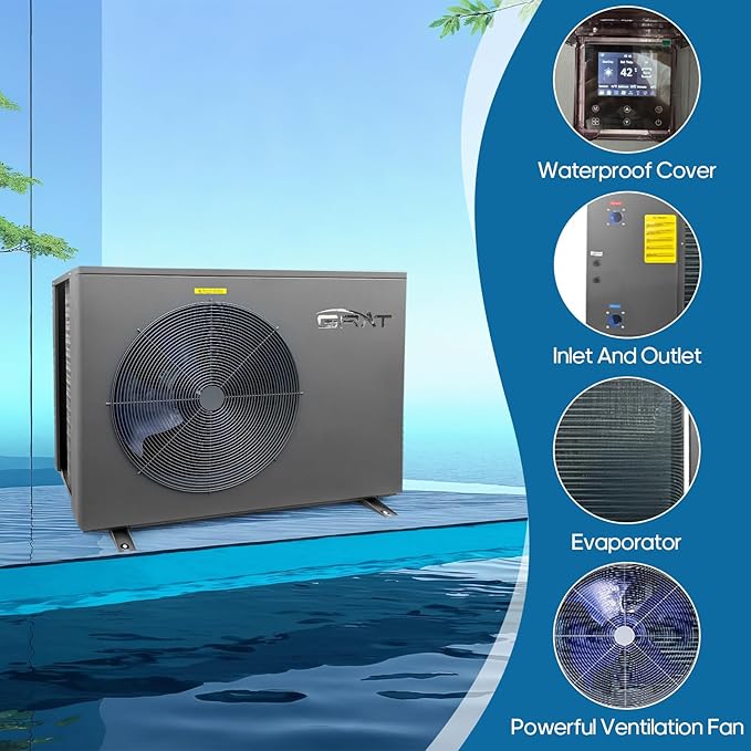 Full Inverter Pool Heater, 78000 BTU, 25000 Gallons, Electric Swimming Pool Heater Pump for Above Ground and Inground Pool, WiFi Capable Timer, Heating and Cooling, Defrosting, 220-240V