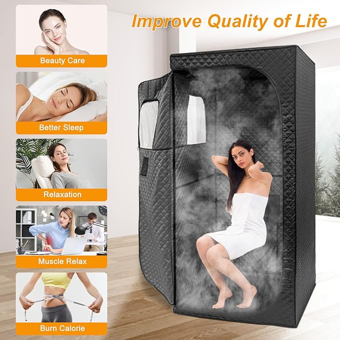 Portable Steam Sauna Box for Home, Personal Sauna Tent for Full Body Spa with 4L Steamer Generator,Sauna Room for Indoor,70.8”x31.5”x31.5”