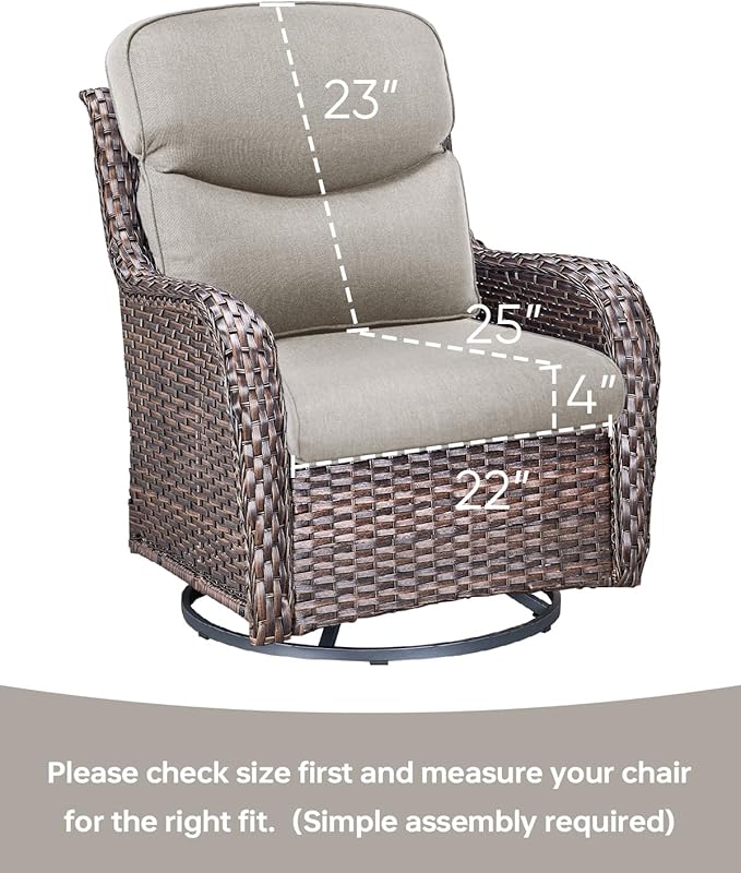 Pop 22x25/22x24 Outdoor Cushions for Patio Couch Chairs Set of 3 - High Back Outside Seat Cushions for Lawn Wicker Dining Rocker Glider Loveseat 3-Seater Sectional Sofa - Beige/Smile