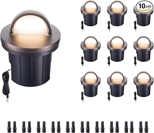 Low Voltage Well Lights LED, 5 Colors Temp (1800K-5000K) 12V in-Grade Landscape Lights, Outdoor IP67 Waterproof, 4" Wired Directional Aluminum ORB for Path Yard 6W 420LM 10 Pack