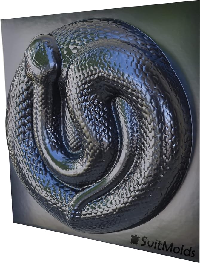 SvitMods Mold Snake DIY Statue for Garden Black ABC Plastic Concrete Cement Mould Rattlesnake Garden Decor Mold Croc for Garden Figure (D72 + D72-Smsll)