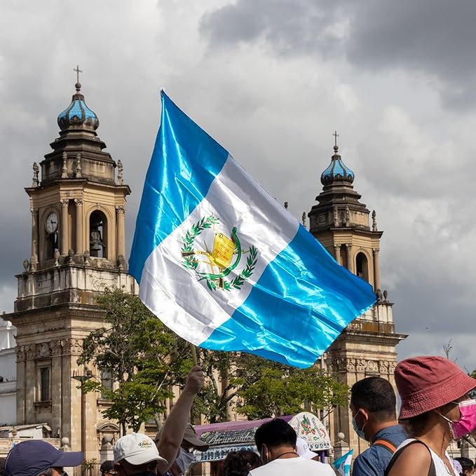 Guatemala Guatemalan Flag 3x5 ft Outdoor, Double Sided 3 Ply Heavy Duty Guatemala National Country Flag, 100% Quality Polyester Guatemalan Banner with Brass Grommets 4 Rows Stitches