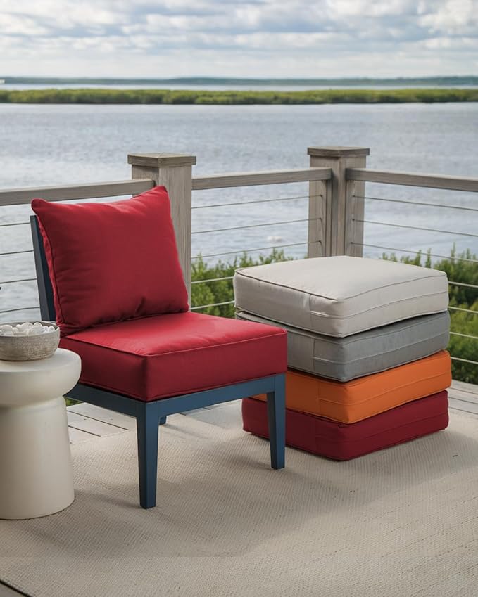 Luxury 24x24x6 Inch Outdoor Chair Cushions Set of 4 - Heavy Duty Water-Resistant Comfortable Cushion for Patio Furniture Set Dining Gliding Rocking Chairs Loveseat L-Shape Sofa - Red