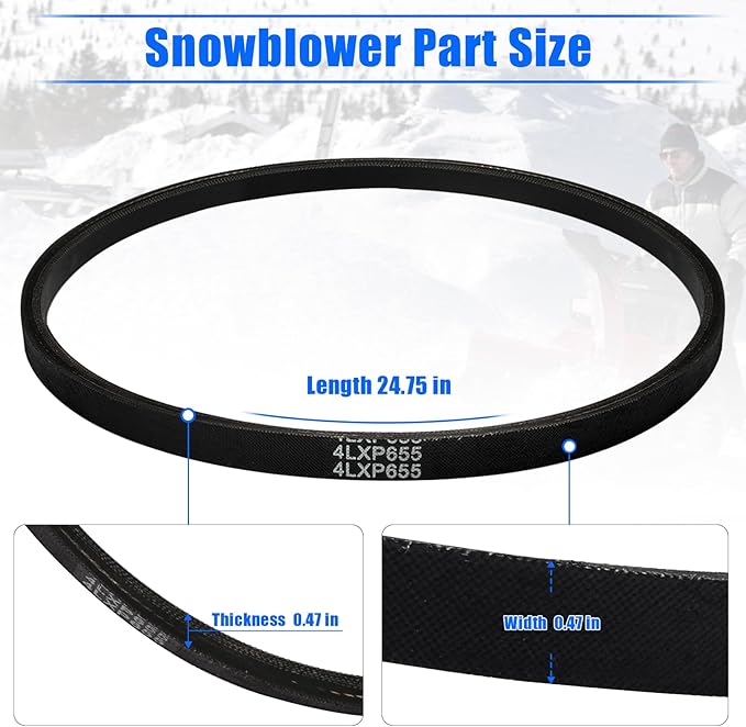 302040014 Snow Blower Auger Drive Belt Replacement for Powersmart DB7659 DB7659H Snow Thrower, Snowblower Belt Snow Thrower V Belt for Powersmart Snow Blower Replacement Parts