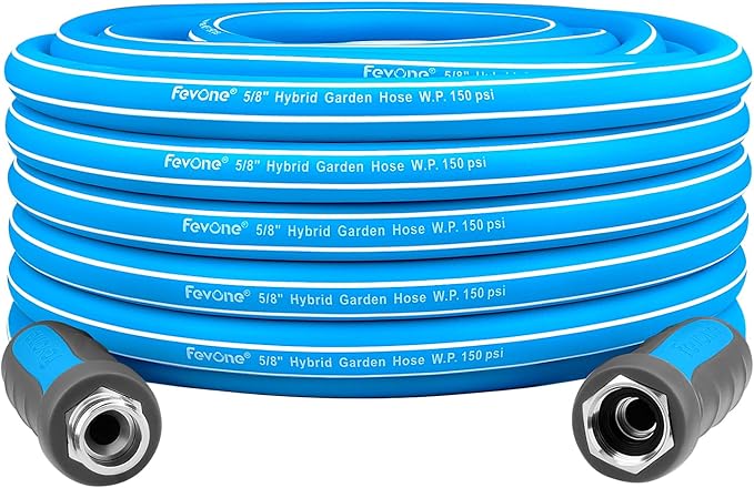 Fevone Garden Hose 55 ft., Lightweight Hybrid Water Hose, Flexible and Durable, Leak-Free Connections