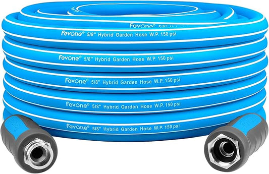 Fevone Garden Hose 55 ft., Lightweight Hybrid Water Hose, Flexible and Durable, Leak-Free Connections