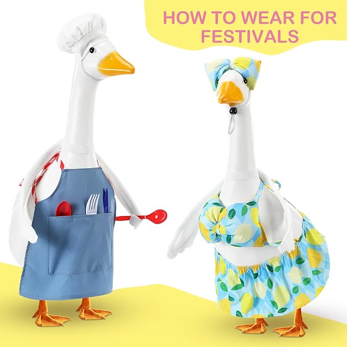 2 Pcs Poseable Goose Wings for 15”- 20" Porch Lawn Goose Outfit Accessories Poseable White Wings for Outdoor Patio Yard Lawn Art Decoration (Wave Edge)
