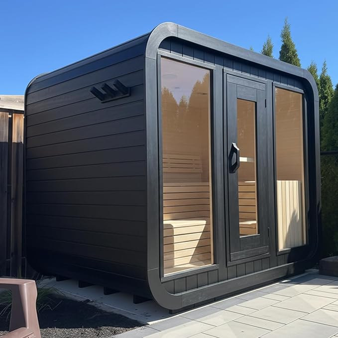 Customize Outdoor Steam Sauna 4-10 Person, Canadian Hemlock, Red Cedar Sauna, Porch Option, Glass Window Option, Wood Burning Stove or Harvia Heater, ETL Certificate(0-195 °F)