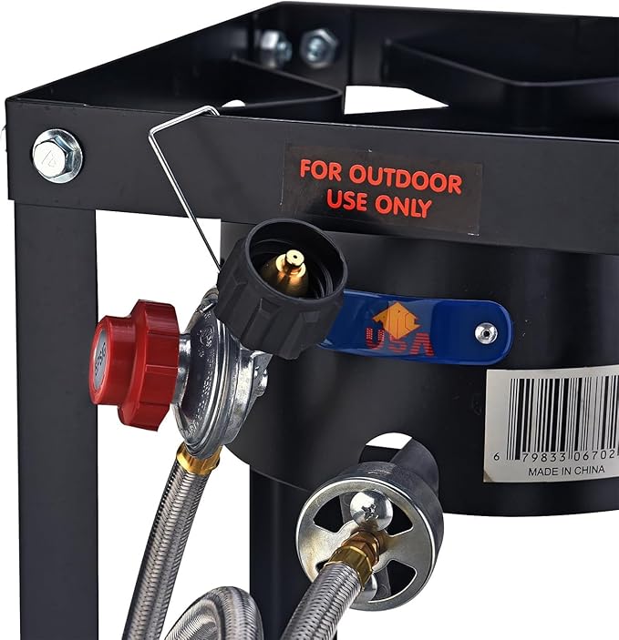 ARC 32QT Turkey Fryer Stainless Steel Stock Pot & 55,000 BTU Propane Burner Outdoor Deep Fryer, Stainless Steel Crawfish Boil Pot with Basket and Steamer Rack
