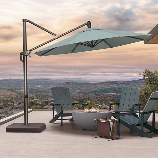 PURPLE LEAF 10FT Cantilever Patio Umbrella with 360-degree Rotation Aluminum Round Outdoor Offset Hanging Umbrella for Patio Pool, Sprout Green