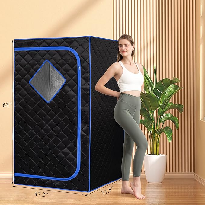 ZONEMEL Full Size Sauna Tent, Portable 1 or 2 Person Full Body Home Spa for Relaxation, Detox, Steamer not Included (L47.24 x W31.5 x H63,Black)