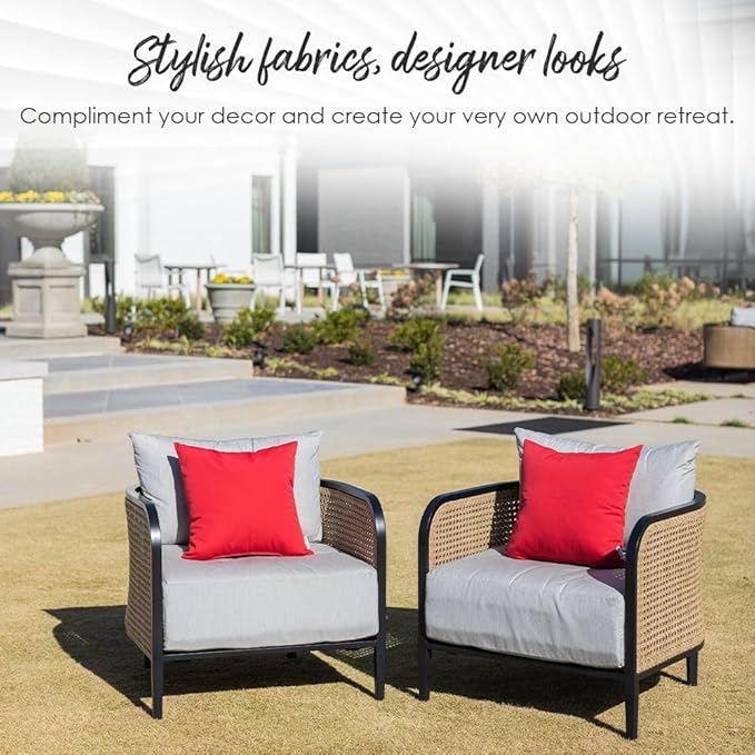 RSH DECOR: Lumbar Throw Pillows Set of 2 | 20” x 12" | All-Weather Spun Fabric | Water and Fade-Resistant | Outdoor Support Pillows for Patio Furniture | Colsen Noir