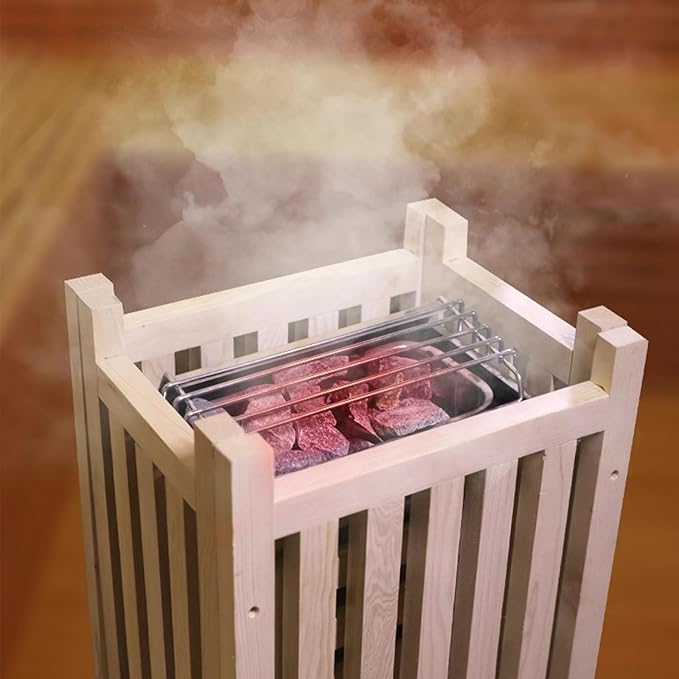 Luxury Dual-System Wood Sauna Room for 3-4 Person, Hybrid Indoor Sauna Spa,Canadian Hemlock, 4.5KW Heater, 195°F Steam+149°F Far Infrared, 10 Heating Elements, 220V, Oxygen Ionizer, 8mm Tempered-grass