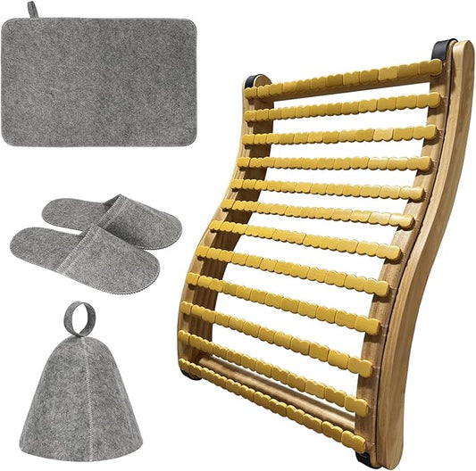Soft and Flexible Sauna Backrest Made with Bamboo Blocks for Steam Sauna and Infrared Sauna, Non-Toxic Sauna Accessory