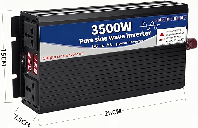 3500 Watt Power Inverter 12V DC to 220V AC Converter, RV Inverter, LED Display with 2 AC Outlets Dual Fans Radiating, for RV, Camp and Home, Electric Tool Pure Sine Wave Inverter (220V, 3500W 12V)