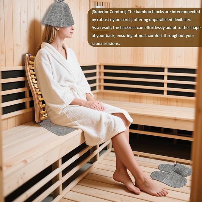 Soft and Flexible Sauna Backrest Made with Bamboo Blocks for Steam Sauna and Infrared Sauna, Non-Toxic Sauna Accessory