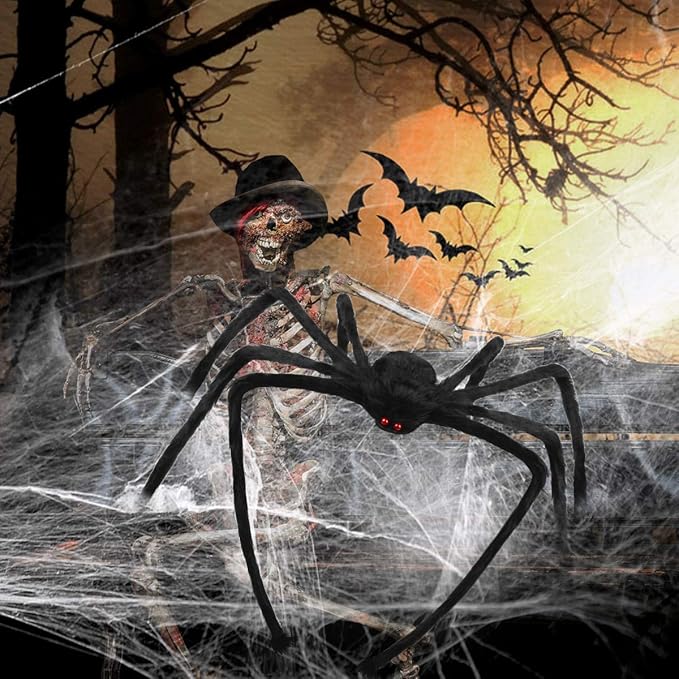 Halloween Giant Huge Spider, 4.1FT Large Foldable Spider Fake Hairy Spider Scary Decorations Halloween Spider Outdoor Yard
