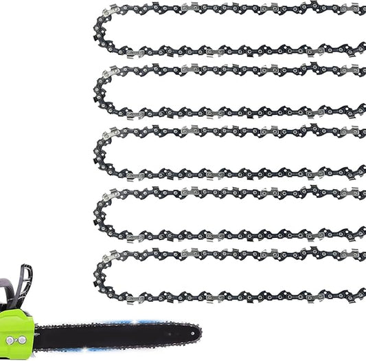 5 Pack 12 Inch Chainsaw Chain 45 Drive Links 3/8" LP Pitch .050" Gauge Fit ECHO CS-271T, GREENWORKS 20262, MAKITA EA3200S, RYOBI P548, EGO CSX3000, DEWALT DCCS620B HUSQVARNA, CRAFTSMAN- S45
