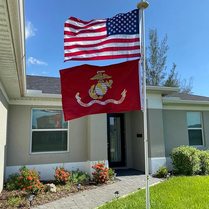 Jayus Double Sided US Marine Corps Military Flags 3x5 FT Outdoor - Vivid Colors 220D USMC Flag Banner with 2 Grommets