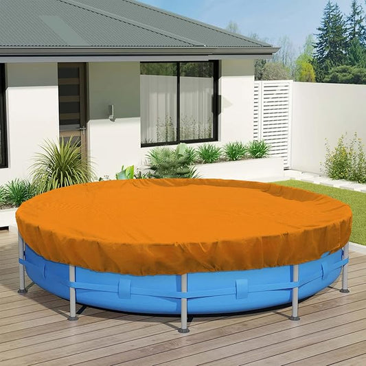 ECOOPTS 15 ft Round Pool Cover for Above Ground Pools, Swimming Pool Cover Protector Winter Safety Cover (Orange)