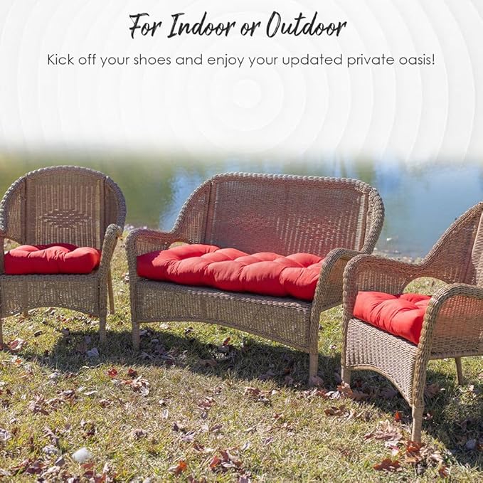 RSH DECOR: Tufted U-Shapes & Lumbars 2 of Each | 22" x 22” & 20" x 12" | Water-Resistant Spun Fabric | Outdoor Wicker Cushions & Support Pillows for Patio Furniture | Navy