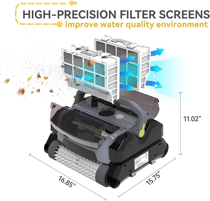 Fully Automatic Robot Swimming Pool Vacuum Cleaner, with Wall-Climbing Function, 360 Degree Kink Free Patented Technology, Swimming Pool Cleaning Robot, Large Filter Installed On The Top,56 Ft