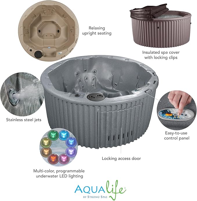 AquaLife Outback 5-6 Person 20-Jet Non-Lounger Hot Tub with LED Lighting and Insulated Cover