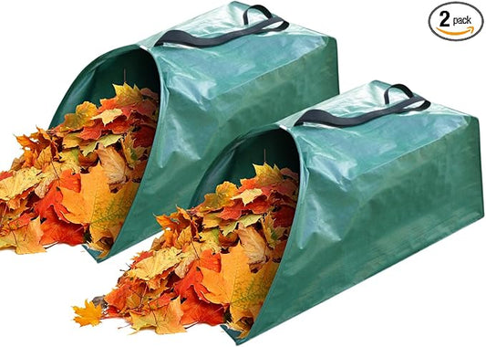 2 pack 53 gallons Leaf Collector Reusable Yard waste bags Heavy Duty Extra Large lawn Leaf Bags Chute With Handles Garden dustpan Bags for Leaves Debris Grass Clipping