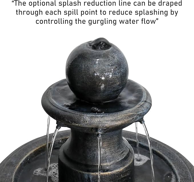 45.2” H Outdoor Floor Water Fountain, 3-Tiers Concrete Water Fountain with Submersible Electric Pump - Garden Cascading Waterfall for Yard Patio Lawn Home Decor