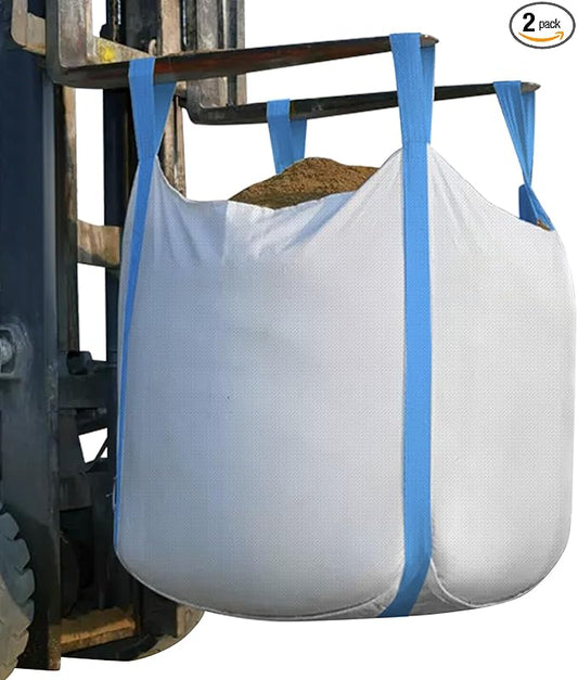 2 Pack FIBC Bulk Bag, 1.5 Ton Bag, 35"L x 35"W x 43"H, 3300lbs SWL, Duffle Top Flat Bottom, Heavy Duty Bulk Bags for Industry Agriculture