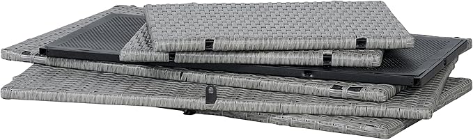 happimess TRK1000A Nino 31.5" Modern Minimalist Outdoor Faux Wicker Deck and Patio Storage Box, Gray, Soft-Close, for Package Delivery, Patio Furniture, Cushions, Gardening Tools, Pool Supplies