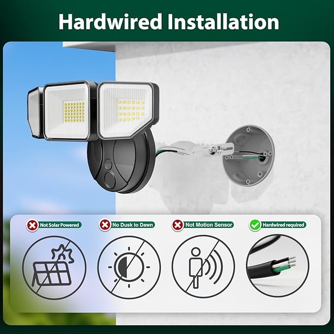 65W LED Flood Light Outdoor, 6500 Lumen Super Bright Security Lights, 3 Adjustable Heads, IP65 Waterproof, 6500K Daylight Wall Mount Outdoor Flood Light for Yard, Garage
