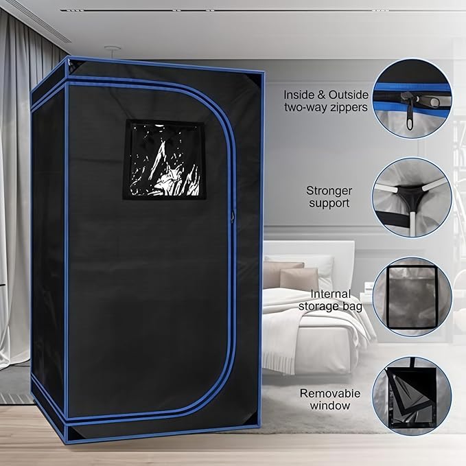 1 Person Portable Full Spectrum Infrared Sauna, Full Size Tent with Remote Control,1300W Fast Heating, Foldable Chair & LED Therapy Light, Home Spa for Relaxation ( L 31.5” x W 31.5” x H 70.9”)