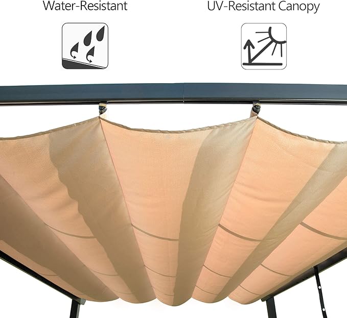 Domi Outdoor Living 10’ X 13’ Outdoor Retractable Pergola with Weather-Resistant Canopy Aluminum Garden Pergola Patio Grill Gazebo for Courtyard