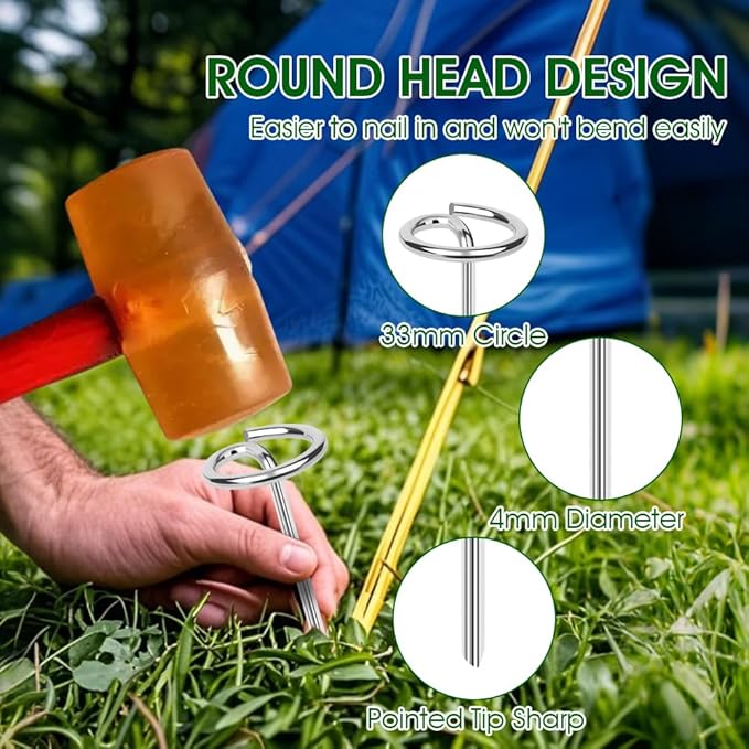 120pcs Landscape Fabric Pins, Bold 8 Gauge Weed Barrier Garden Staples Stakes Galvanized Steel, Landscape Fabric Staples Tent Stakes Yard Stakes (120 X 6in)