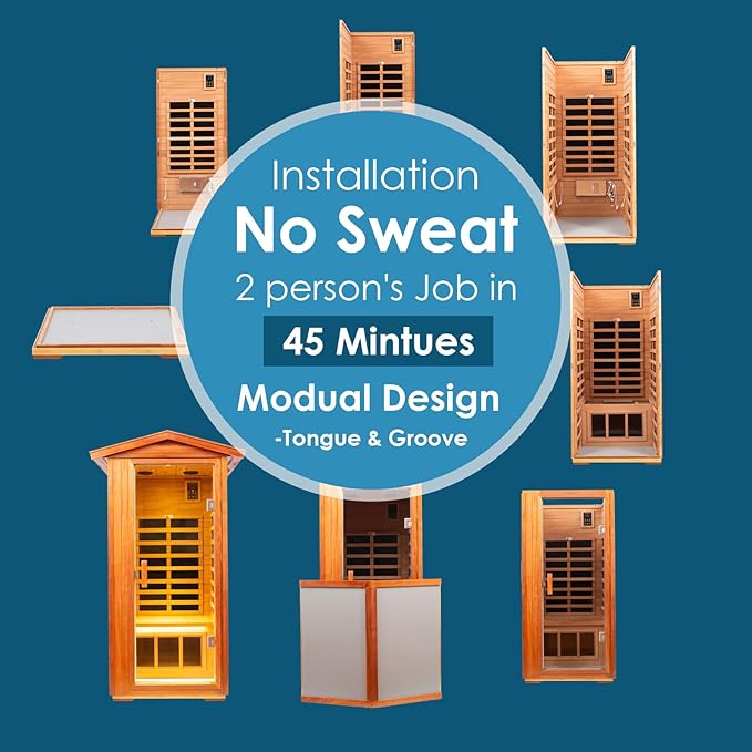 Saunas 901V Far Infrared Sauna, Outdoor Wooden Dry Sauna Low EMF (Outdoor/ 1P /Mahogany)